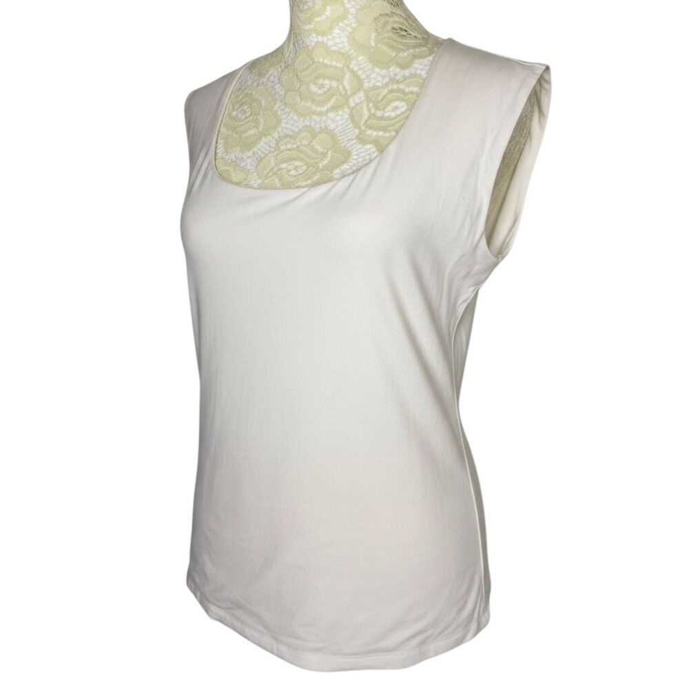 Banana Republic Factory Soft Stretch Two Ply Tank Top Shirt Blouse White S